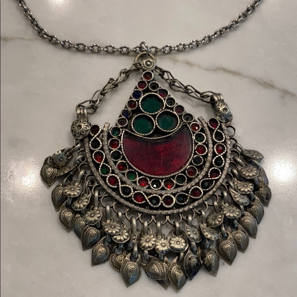 Vintage boho silver necklace
